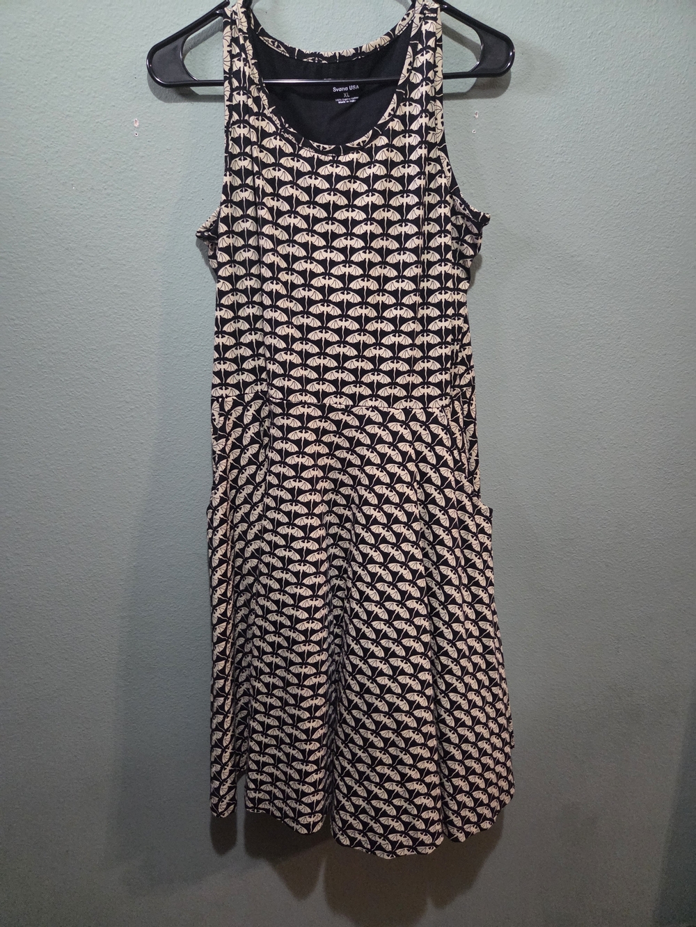 Svaha Dragon Twirl Black and Cream Patterned Sleeveless Dress Size XL
